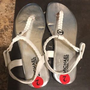 MK girls white sandals